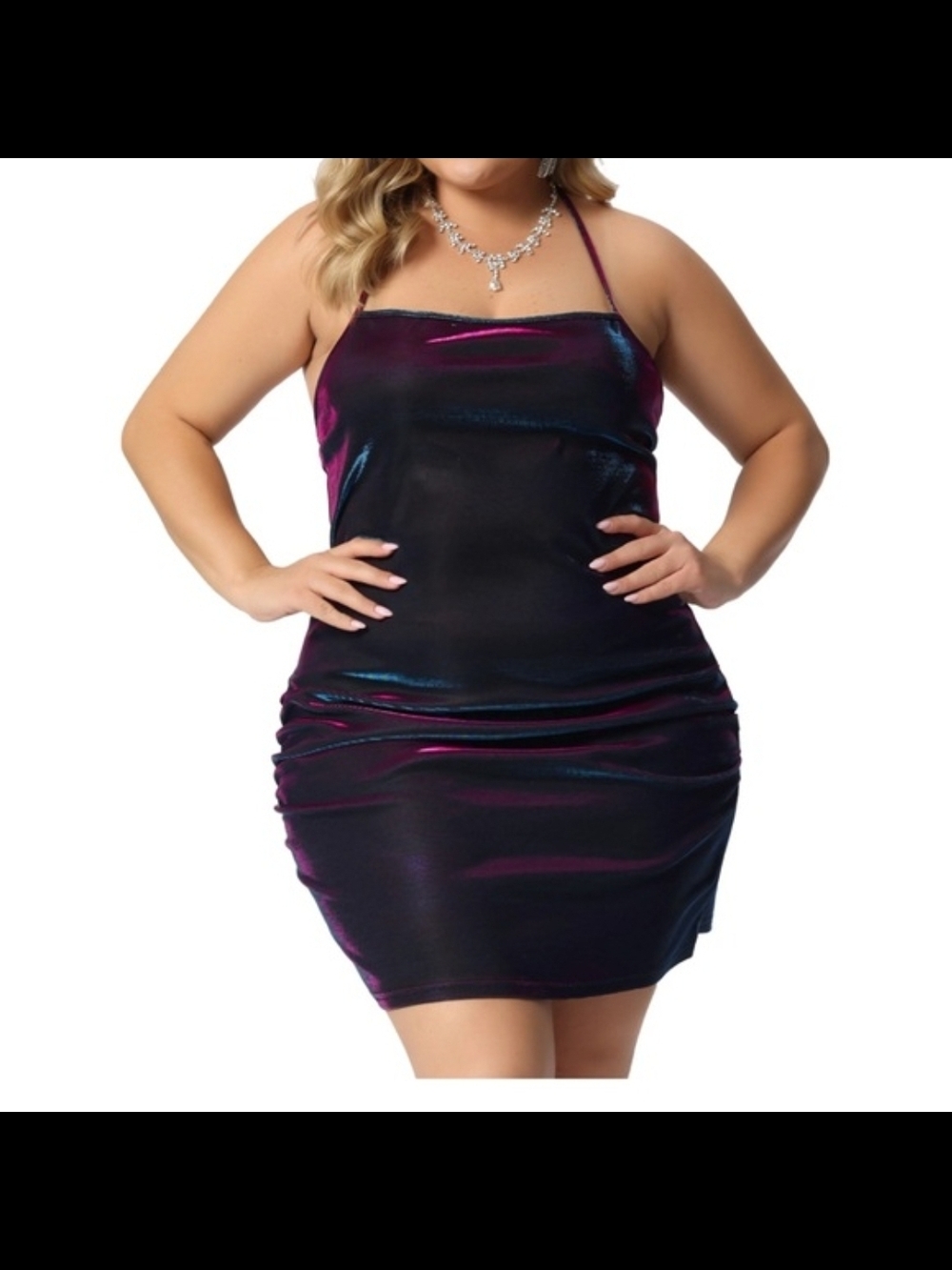 Agnes Orinda Halter Dress with Iridescent Accents